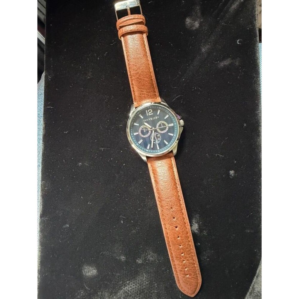 Van Heusen Men's Quartz Watch Navy Blue Sunray Dial